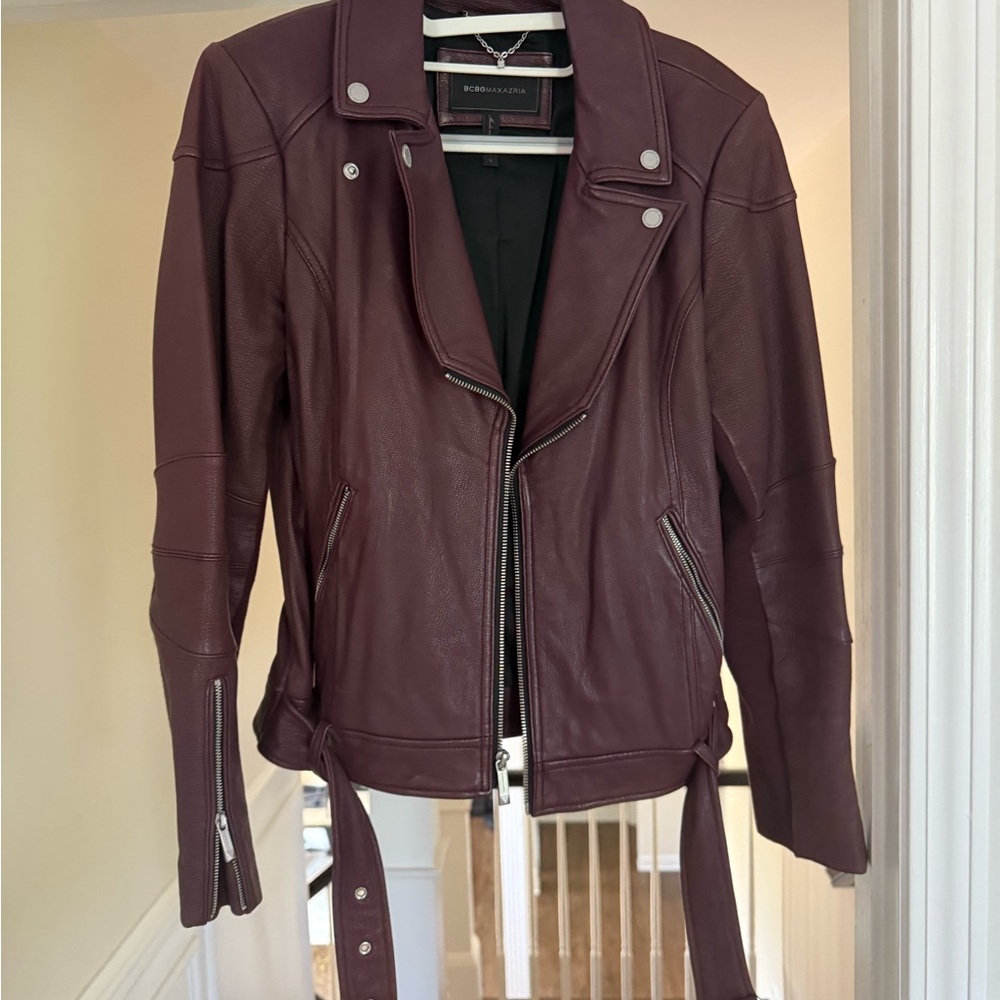 BCBG maroon Leather Jacker - Picture 3 of 3